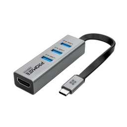 Hub Promate USB-C con HDMI y 3 Puertos USB 3.0