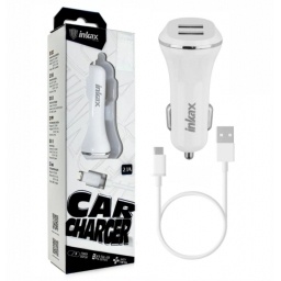 Cargador auto Dual Inkax c/cable Lightning USB 2.1A NNET