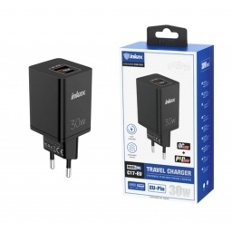 Cargador Inkax USB-A+C PD 30W negro NNET