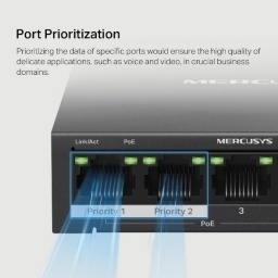 Switch MERCUSYS MS105GP | 5 Puertos RJ45 Gigabit (4 Puertos PoE+)