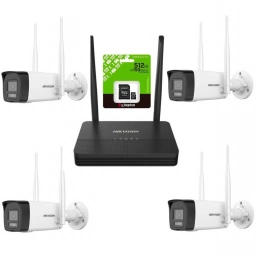 Kit Hikvision NVS Easy Link Wifi 6 + 4 Camaras Bullet 2MP + MicroSD 512GB