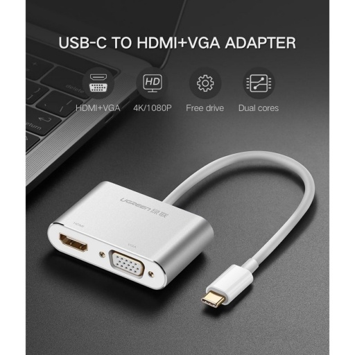 ADAPTADOR UGREEN TIPO C A HDMI VGA B NNET