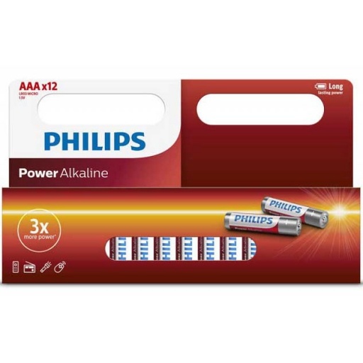 Pilas alcalinas Philips AAA x 12 NNET