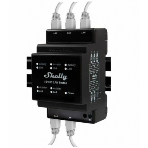 Switch LAN Shelly 5 puertos RJ-45 DIN NNET