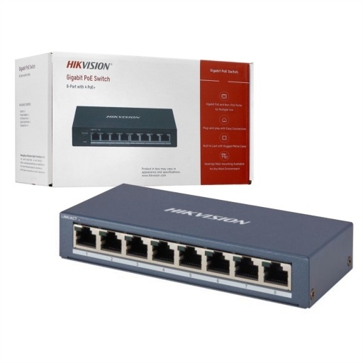 Switch PoE Hikvision 8 puertos gigabit 60W NNET