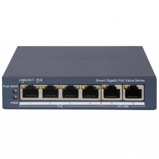 Switch PoE Hikvision 6 puertos gigabit 45w admin. NNET