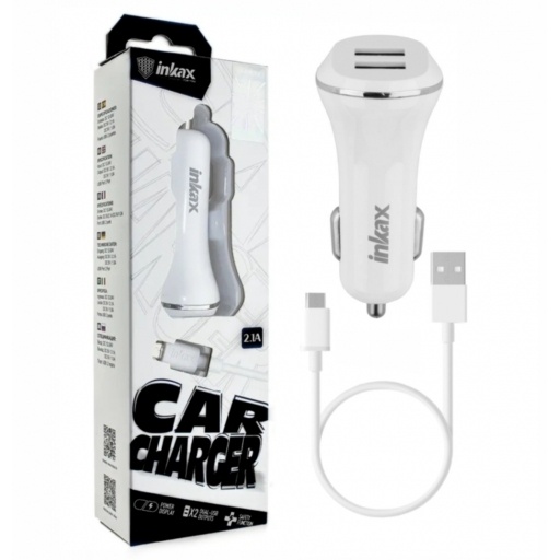 Cargador auto Dual Inkax c/cable Lightning USB 2.1A NNET