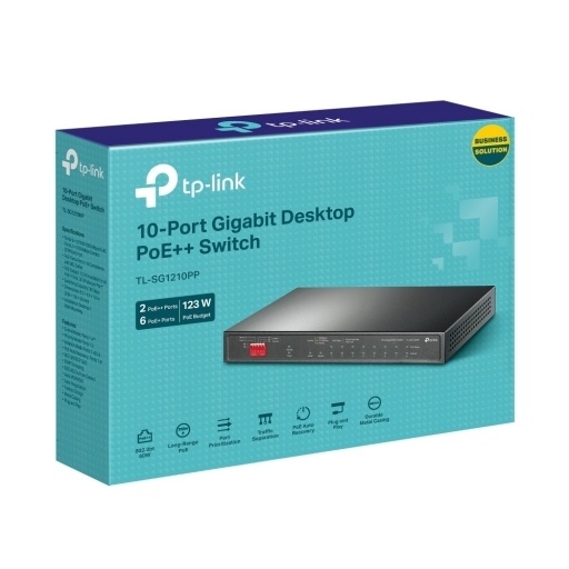 Switch TP-LINK TL-SG1210PP  | 10 puertos Gigabit (6 Puertos PoE+, 2 Puertos PoE++) 