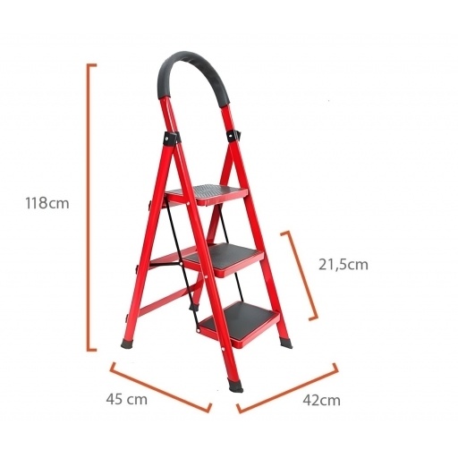 Escalera Lumax con 3 Escalones Roja