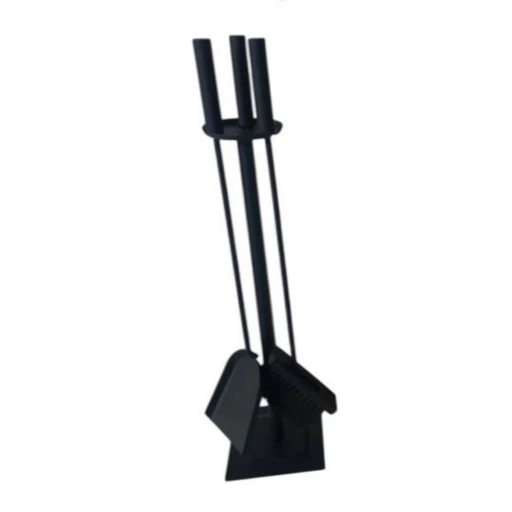 Atizador para Chimenea 4 Piezas con Base Cuadrada Negro