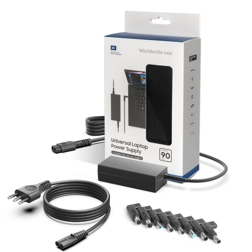 Cargador Universal para Notebook 90W con 8 Conectores Intercambiables