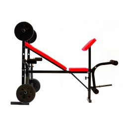 Banco Multifuncin con Barra 30 KG 6 Discos