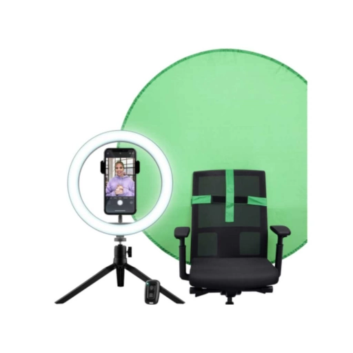 Kit de Streaming Trust Maku+ con Aro de Luz y Pantalla Verde