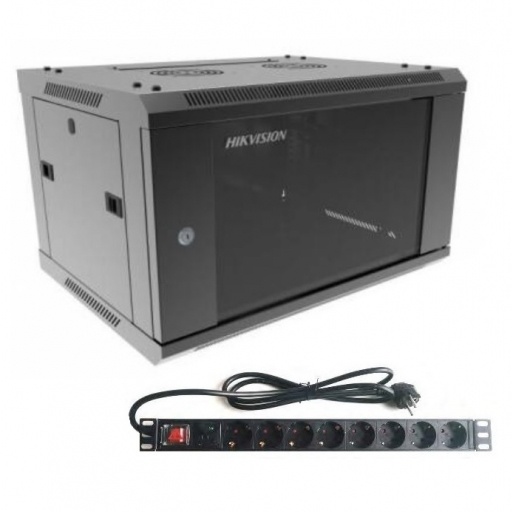 Rack Hikvision 6U + PDU de 8 Tomas