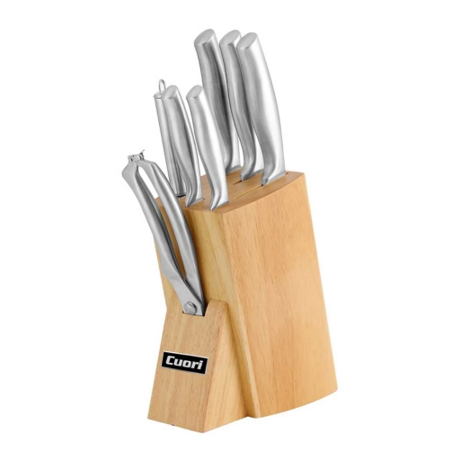Set de Cuchillos Cuori Nacar 8 Piezas Acero Soporte de Madera