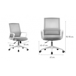 Silla de Oficina Ryan Gris y Blanco Ergonmica