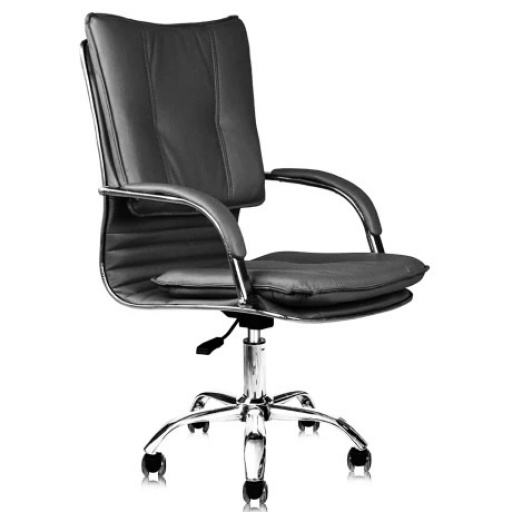 Silla Donna Negra en EcoCuero Regulable con Base Met�lica