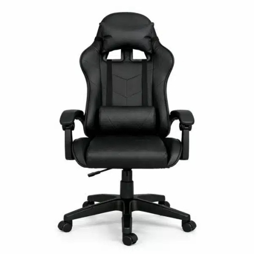 Silla Gamer Ergon�mica con Masaje Lumbar y Respaldo Reclinable Negra