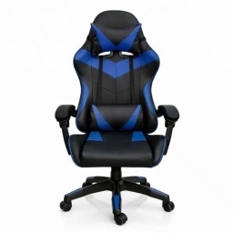 Silla Gamer Ergon�mica con Masaje Lumbar y Respaldo Reclinable NegraAzul