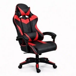 Silla Gamer Ergon�mica con Masaje Lumbar y Respaldo Reclinable NegraRoja