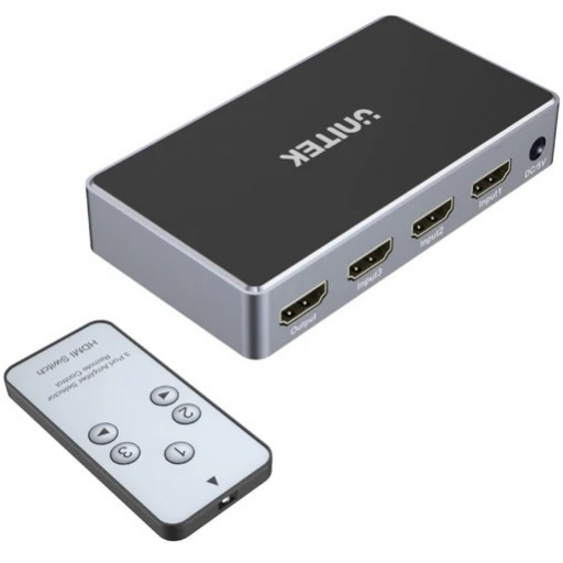 Switch HDMI Unitek 3 Puertos 4K con Control Remoto