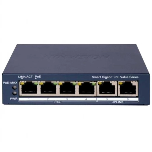 Switch PoE Hikvision PRO 6 Puertos Gigabit 60W Administrable